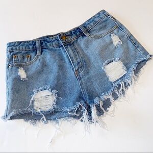 Distressed Jean Shorts Cotton Small